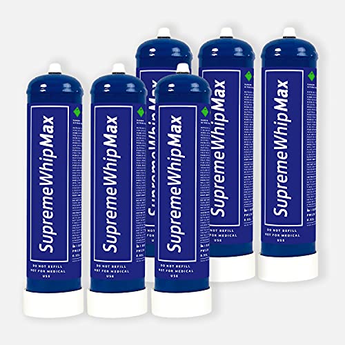 SupremeWhipMax Whipped Cream Chargers - Pure N2O Whipped Cream Cylinder - Nitrous Oxide Chargers 615g Compatible with Cream Whippers - 1 Carton (6 cylinders)