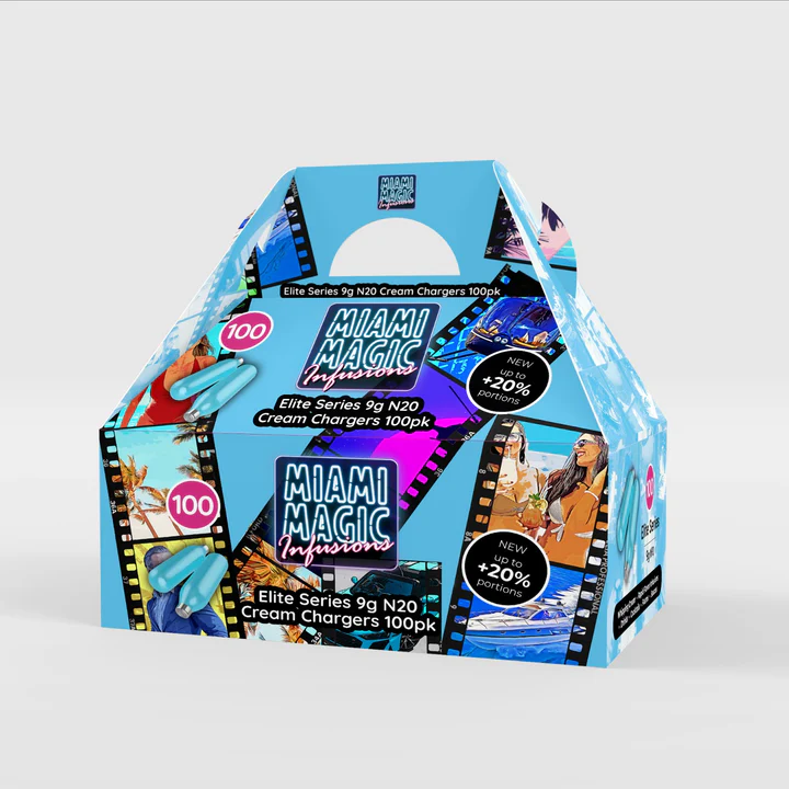 Miami Magic 100 pack cream chargers for cafés, restaurants, and professional whipped cream preparation