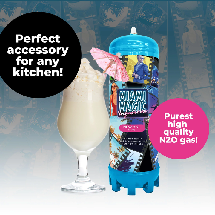 Miami Magic Infusions 2.2L N2O canister with whipped cream dispenser