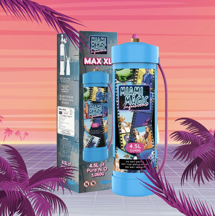 Miami Magic Infusions 4.5L 3060g N2O cream charger canister for whipped cream and beverage applications