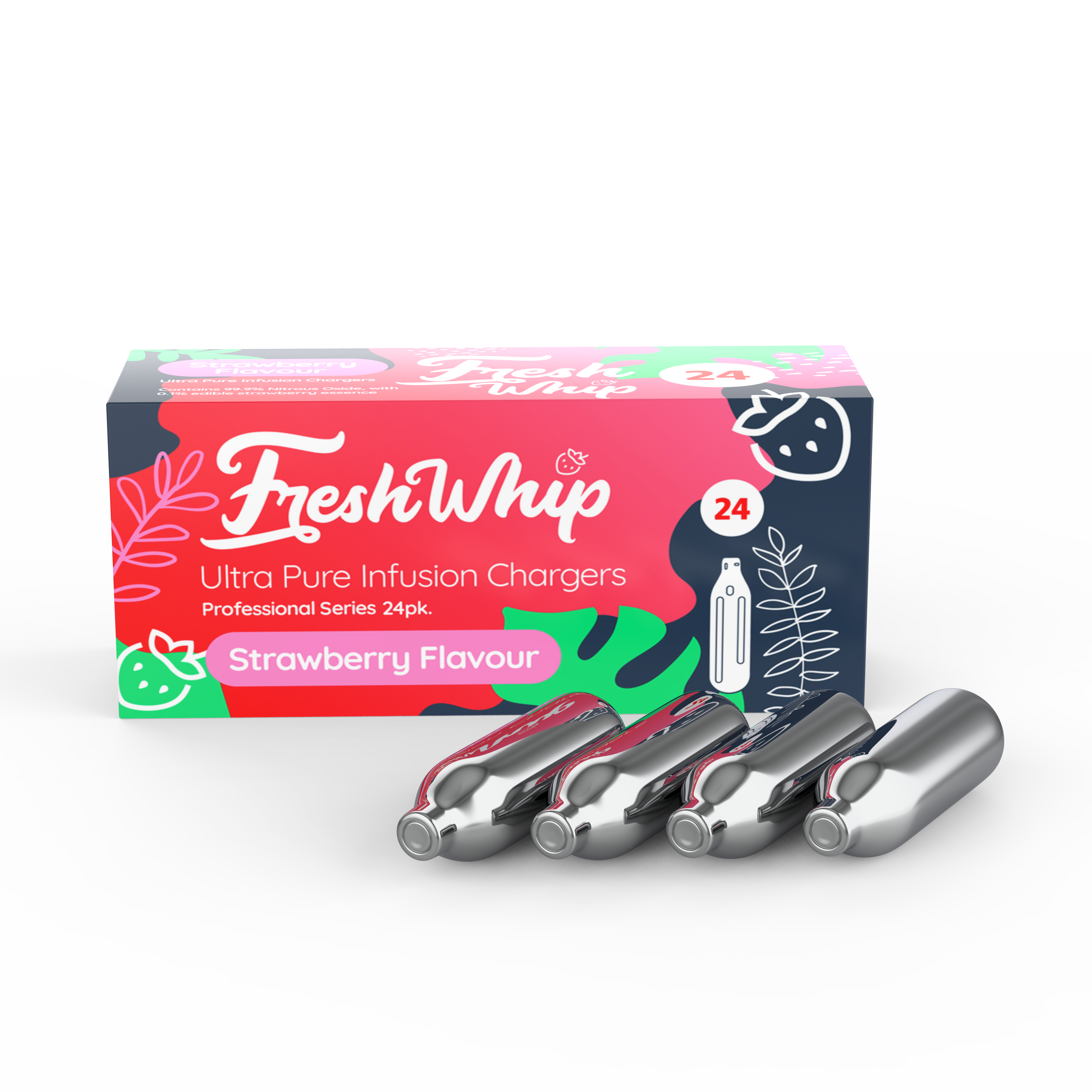 FreshWhip Cream Chargers STRAWBERRY 24Pks - 8.2g - WHOLESALE