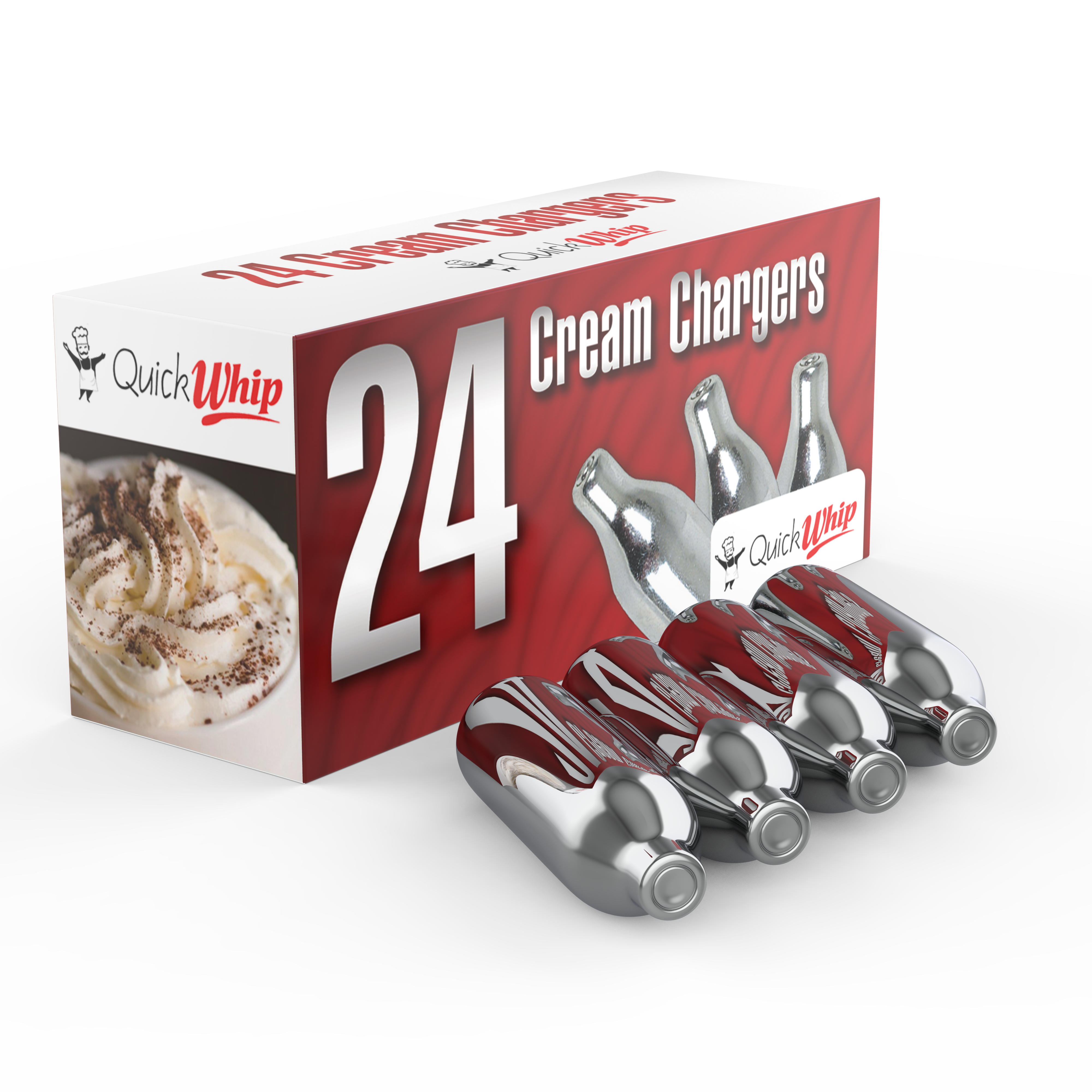QuickWhip 8-gram N2O Cream Chargers in 24 Packs
