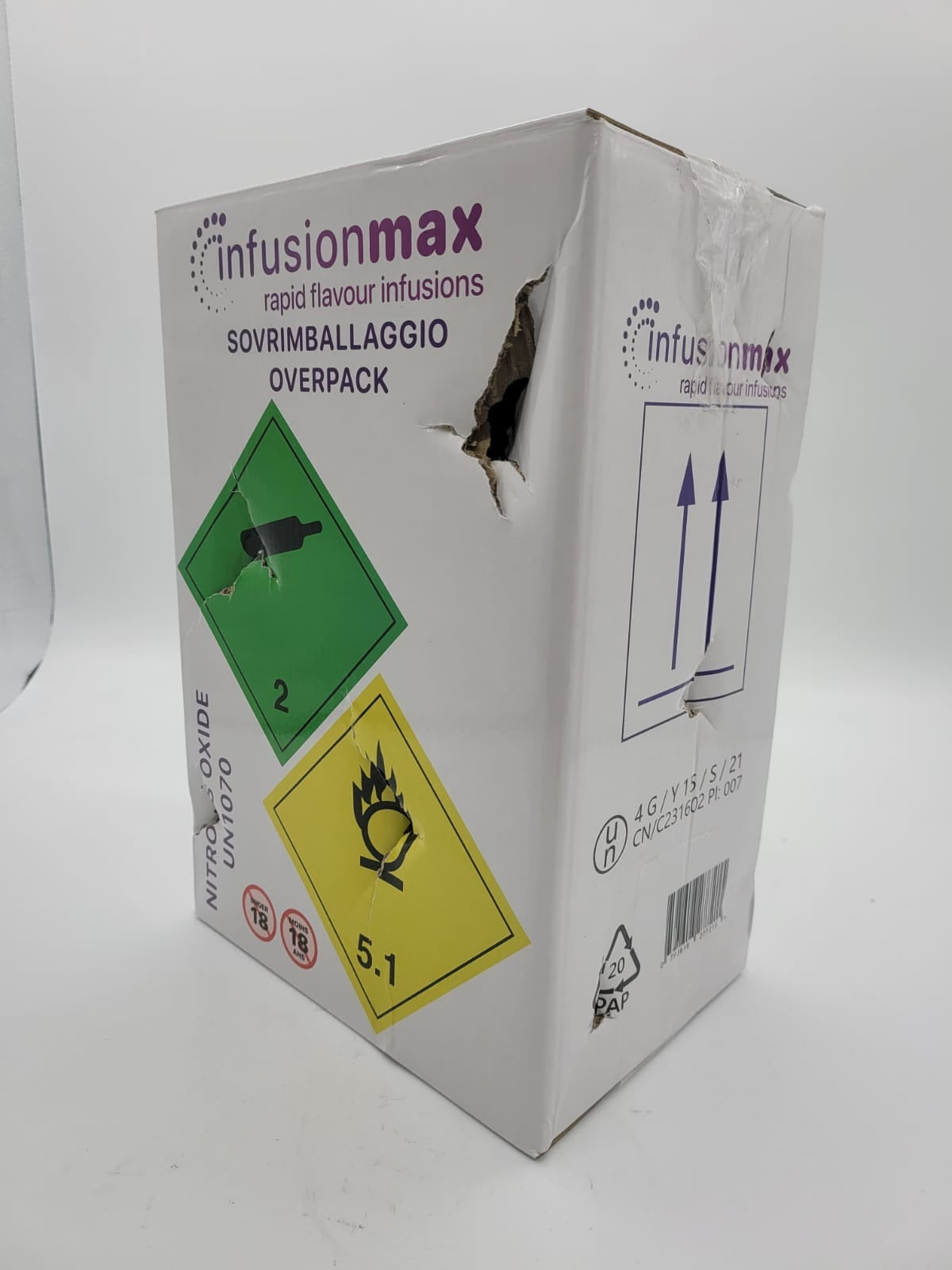 InfusionMax Whipped Cream Chargers - 0.95 (580 gram) - 1 Carton (6 Cylinders) - Damaged Packaging
