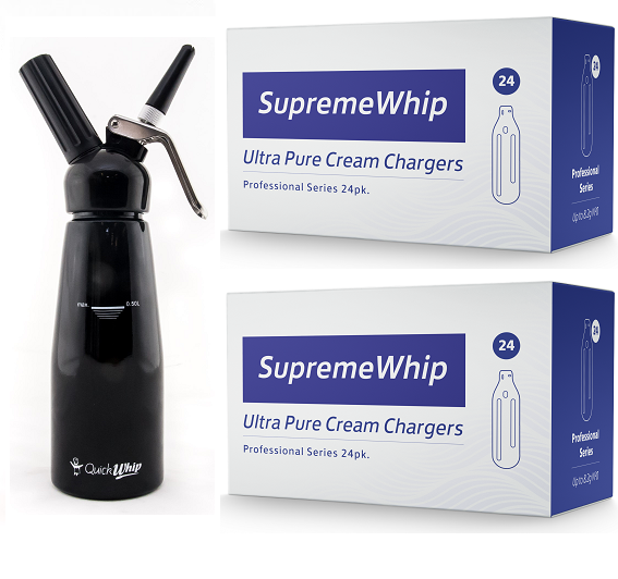 Starter Pack - SupremeWhip Cream Chargers – 24Pks & 0.5L Black Dispenser