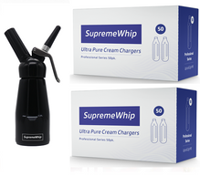 Starter Pack - SupremeWhip Chargers - 600- & 0.25L Black Dispenser Starter Pack - SupremeWhip Chargers - 600- & 0.25L Black Dispenser